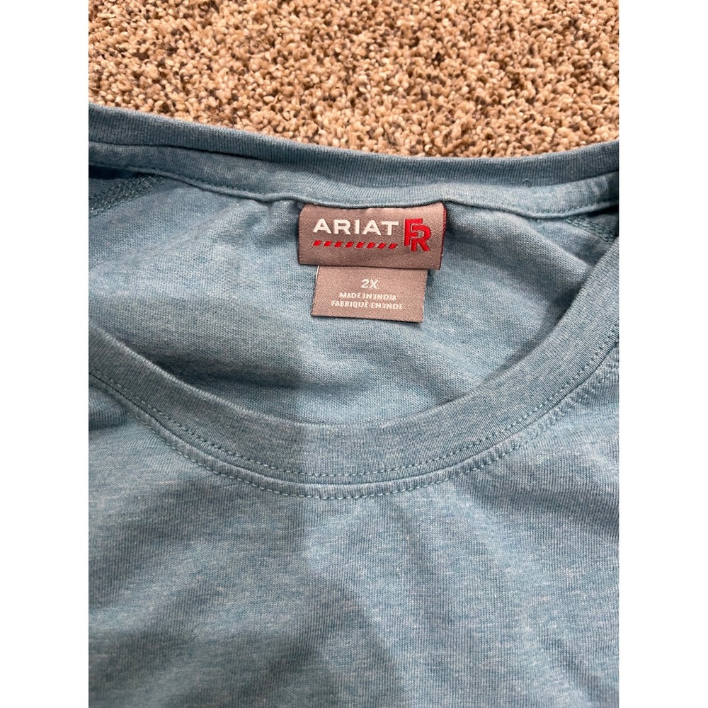 Ariat Work FR Mens 2X Blue Long Sleeve Flame Resistant T-Shirt CAT 2 NFPA 2112 - Picture 6 of 9